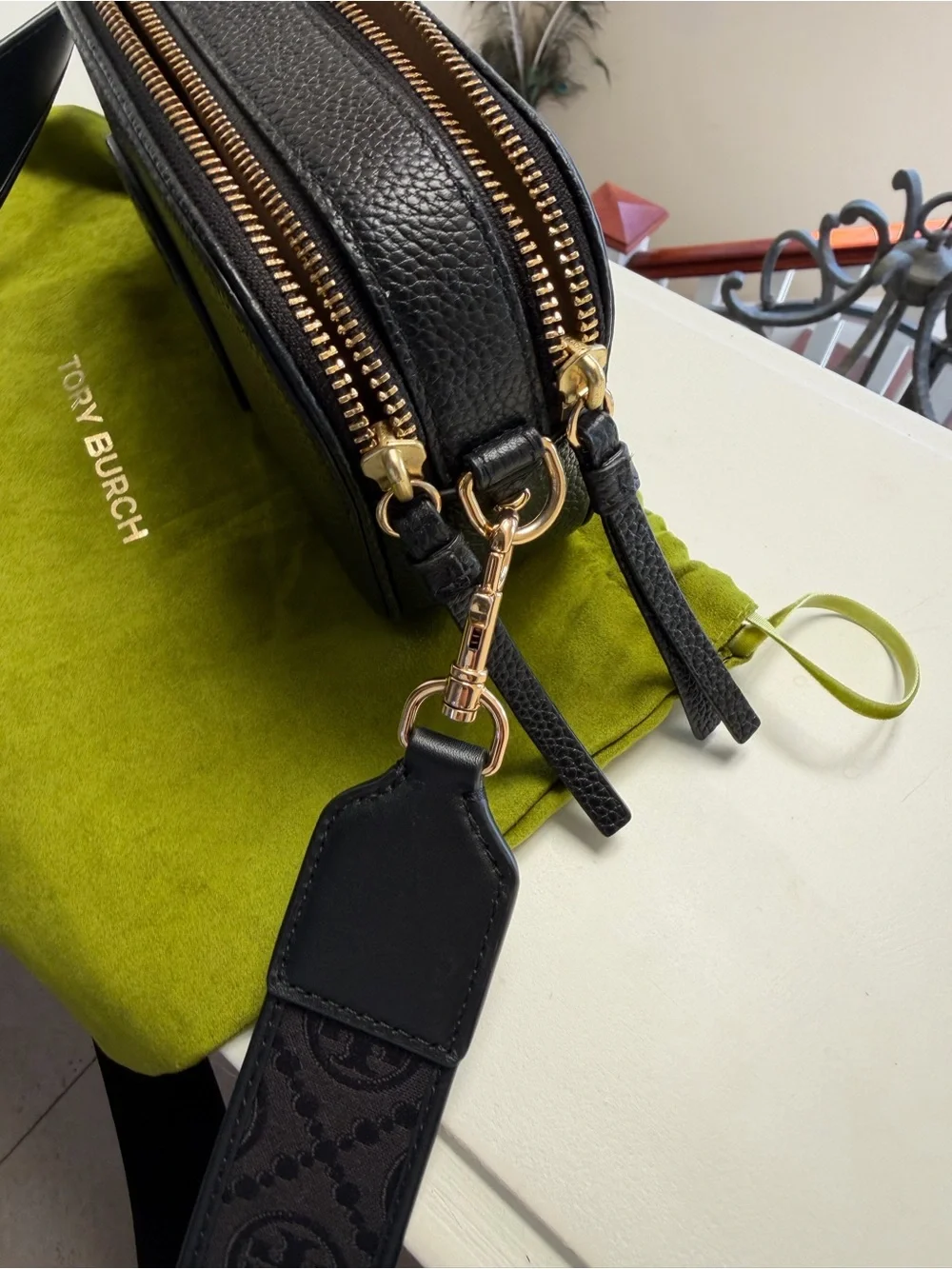 Tory Burch Black Pebbled Leather Miller Mini Crossbody bag